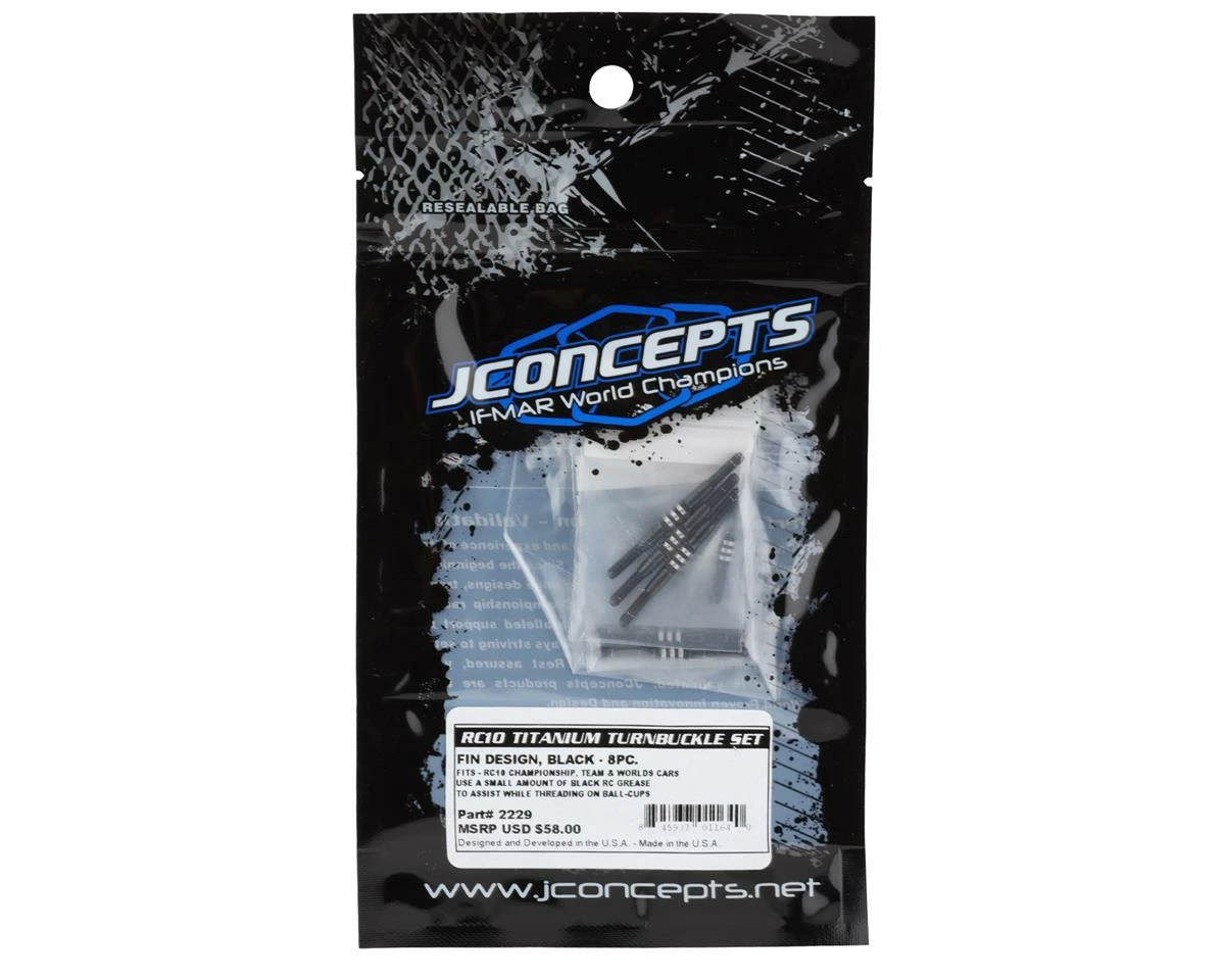 Wholesale ✔️ JConcepts RC10 Worlds Fin Titanium Turnbuckle Set (8) (Black) ❤️ - Image 2