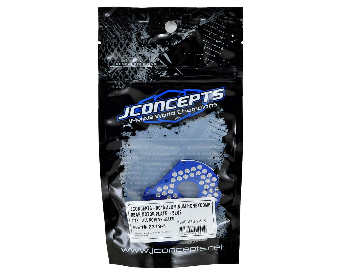 New 🥰 JConcepts RC10 Classic Aluminum Honeycomb Rear Motor Plate (Blue) 👏 - Image 2