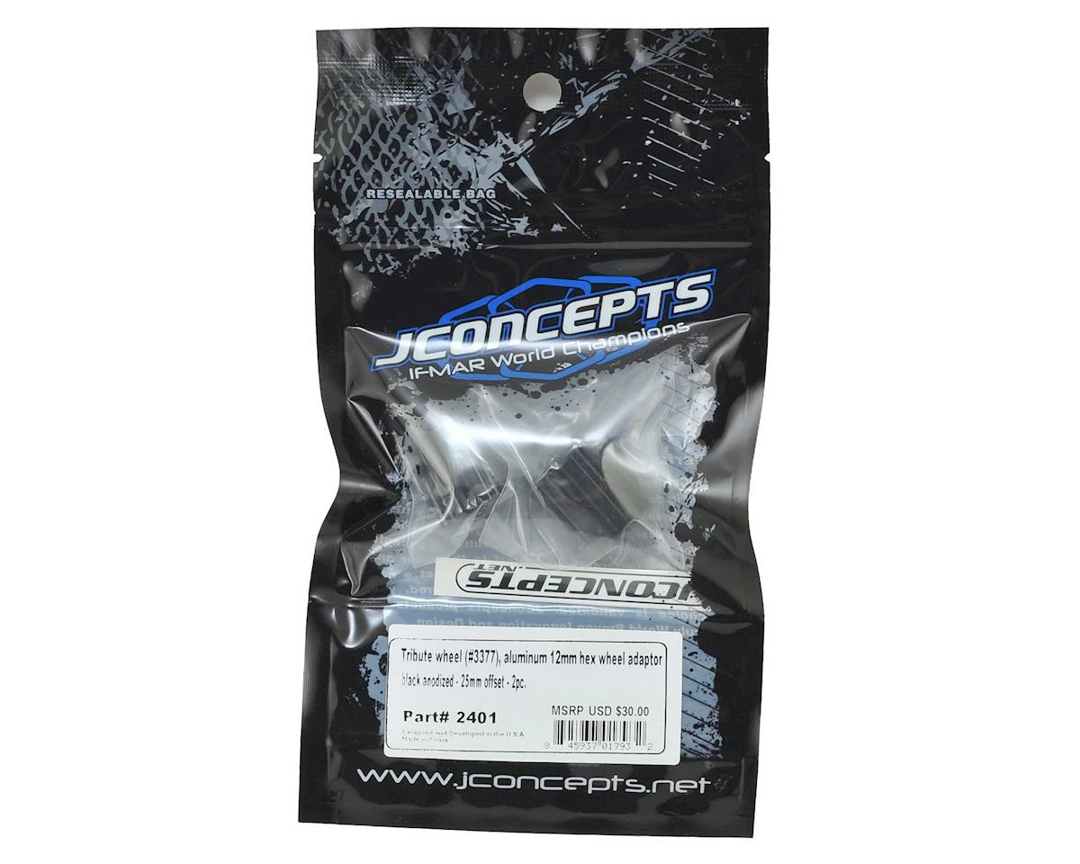 Flash Sale ✔️ JConcepts Tribute 12mm Aluminum Hex Adaptor (Black) (2) (25mm Offset) 🔥 - Image 2