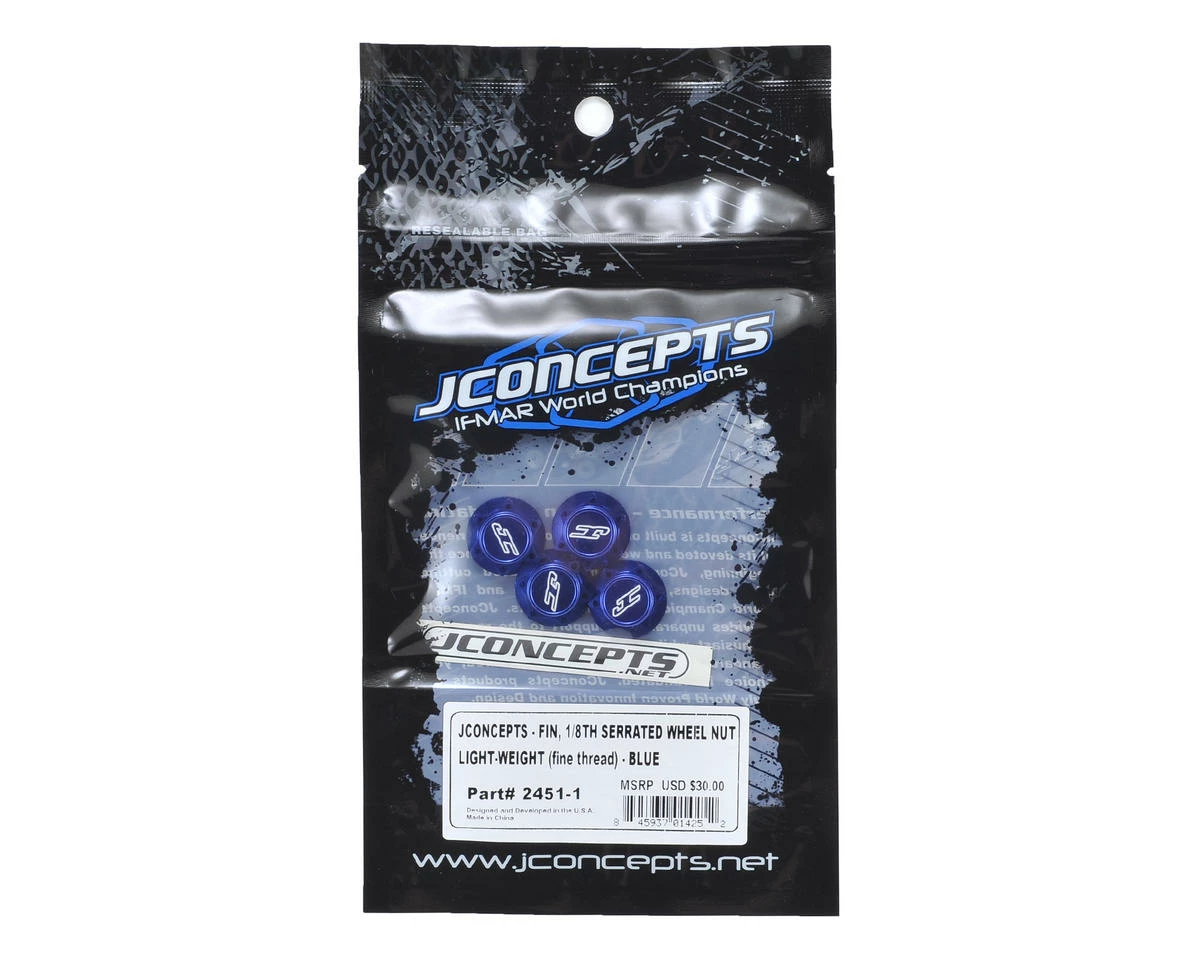Promo โญ JConcepts Fin 17mm 1/8th Serrated Light Weight Wheel Nut (Blue) (4) ๐ - Image 2