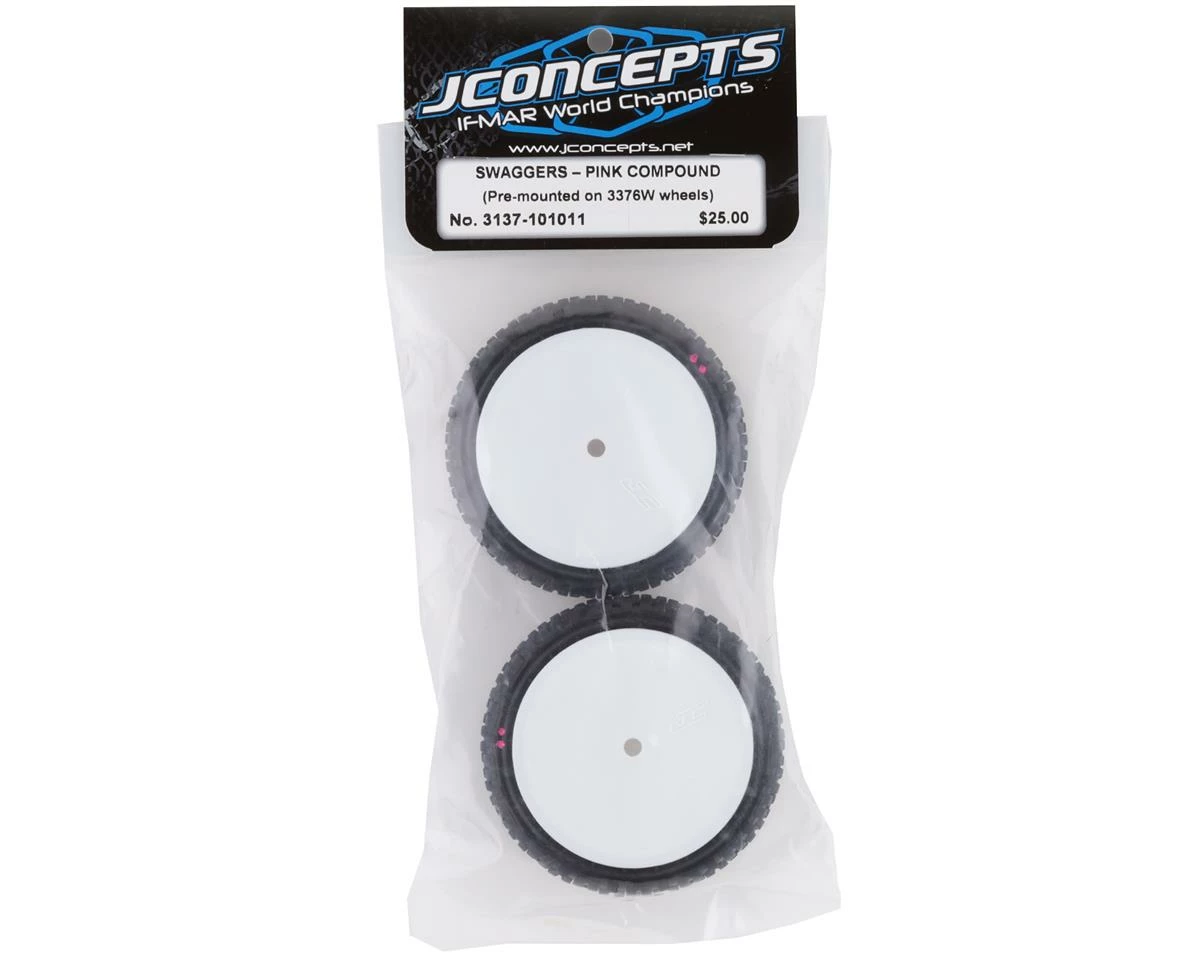 Top 10 🤩 JConcepts Swaggers 2.2" Pre-Mounted 2WD Front Buggy Carpet Tires (White) (2) (Pink) w/12mm Hex 🛒 - Image 3