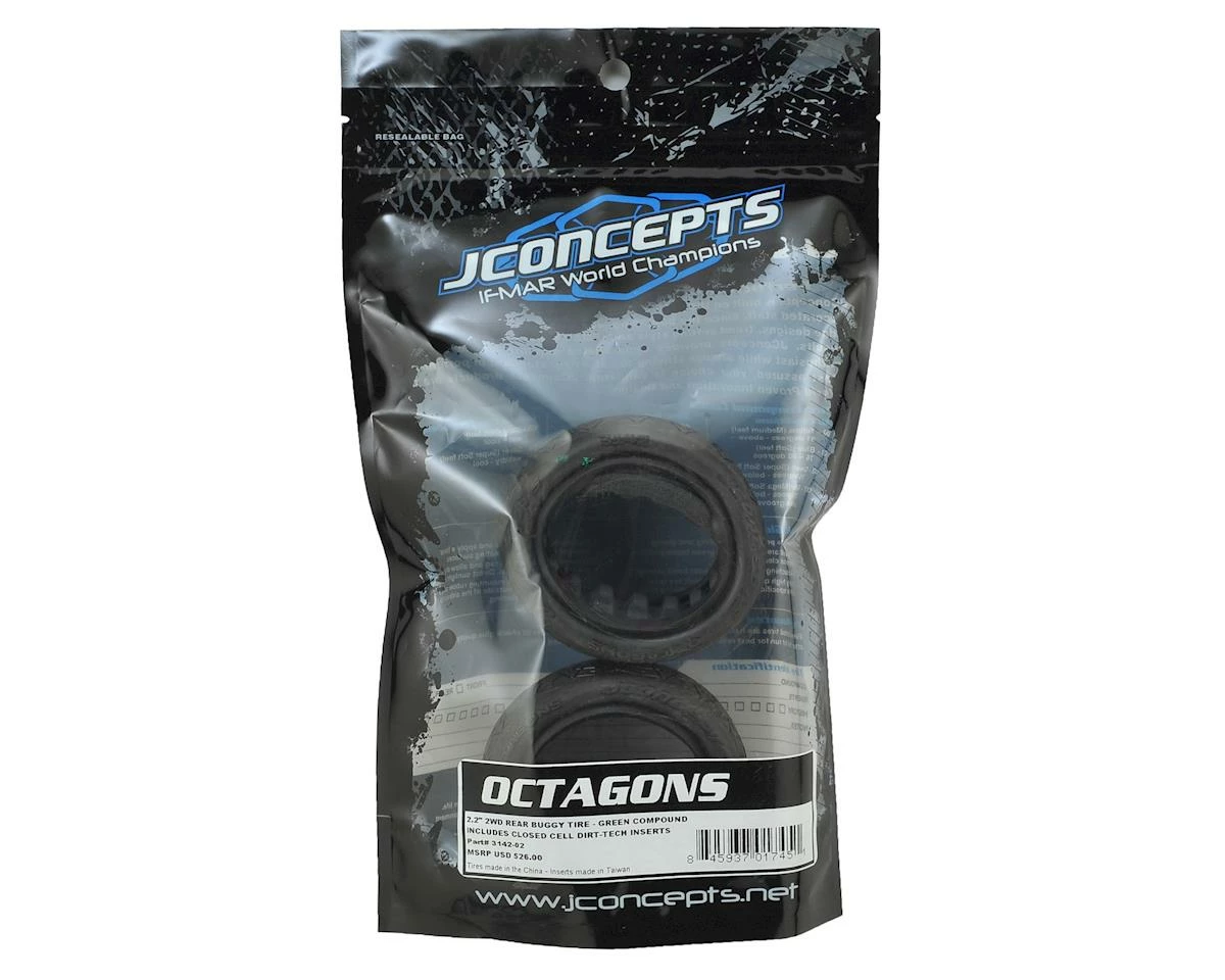 Outlet ๐ JConcepts Octagons 2.2" Rear Buggy Tires (2) (Green) ๐ - Image 2