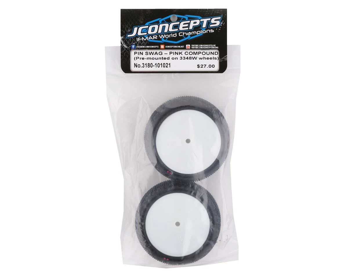 Outlet ✔️ JConcepts Pin Swag 2.2" Mounted Rear Buggy Carpet Tires (White) (2) (Pink) w/12mm Hex 😉 - Image 3