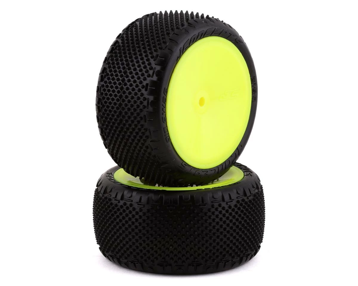 Hot Sale โญ JConcepts Pin Swag 2.2" Pre-Mounted Rear Buggy Carpet Tires (Yellow) (2) (Pink) w/12mm Hex ๐