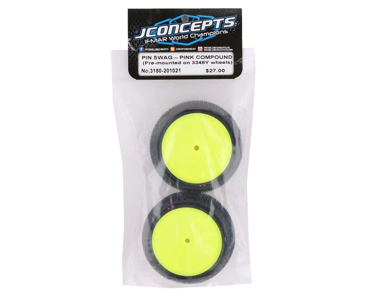 Hot Sale โญ JConcepts Pin Swag 2.2" Pre-Mounted Rear Buggy Carpet Tires (Yellow) (2) (Pink) w/12mm Hex ๐ - Image 3