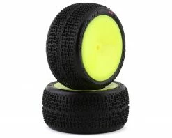 Hot Sale 😉 JConcepts Twin Pins 2.2" Pre-Mounted Rear Buggy Carpet Tires (Yellow) (2) (Pink) w/12mm Hex 🤩