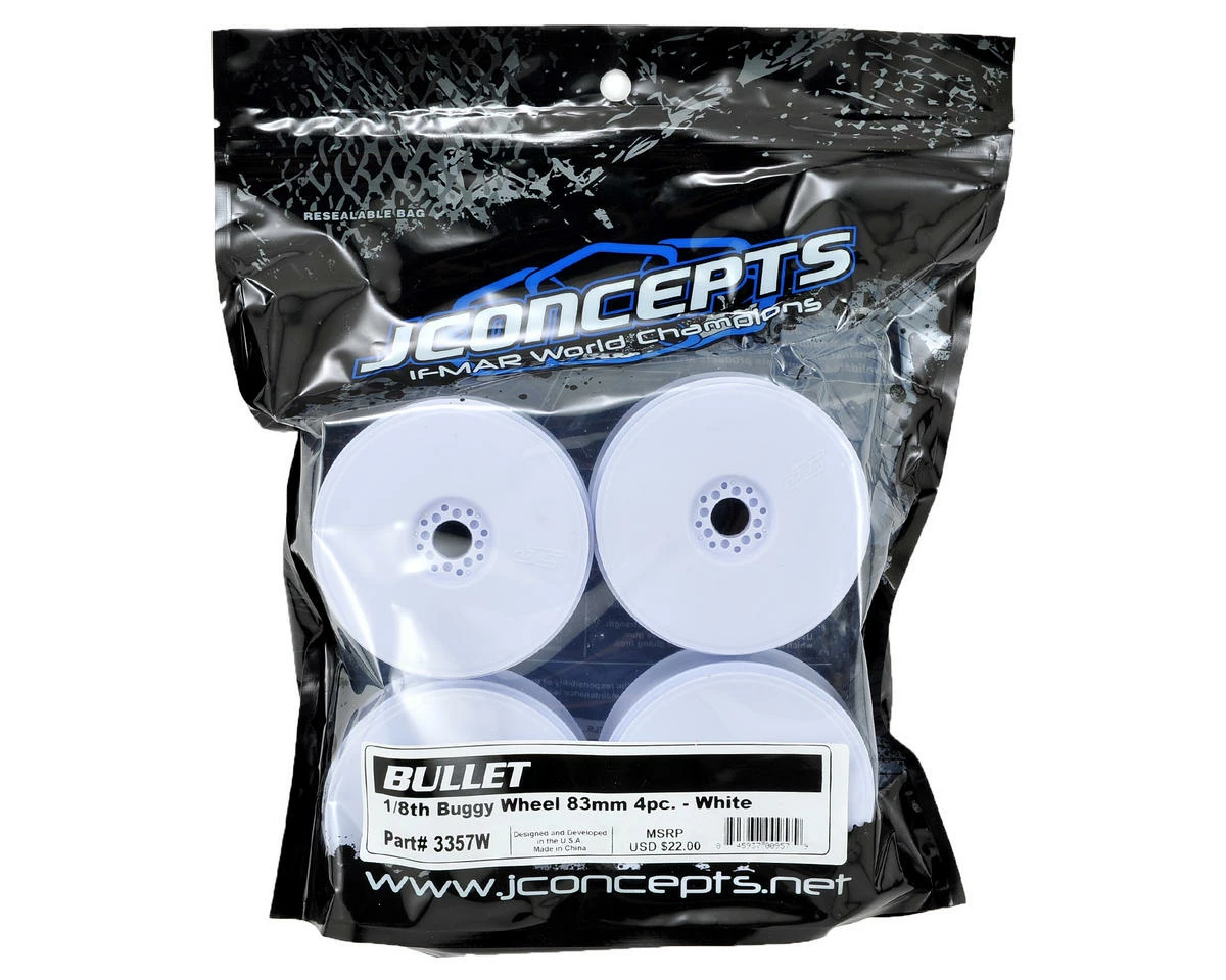 Cheap ✔️ JConcepts 83mm Bullet 1/8th Buggy Wheel (4) (White) ✔️ - Image 2