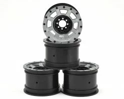 Budget 🛒 JConcepts Vengeance 2.2 Rock Crawler Wheels (4) (Black/Chrome) w/Caps & Adapters 🛒