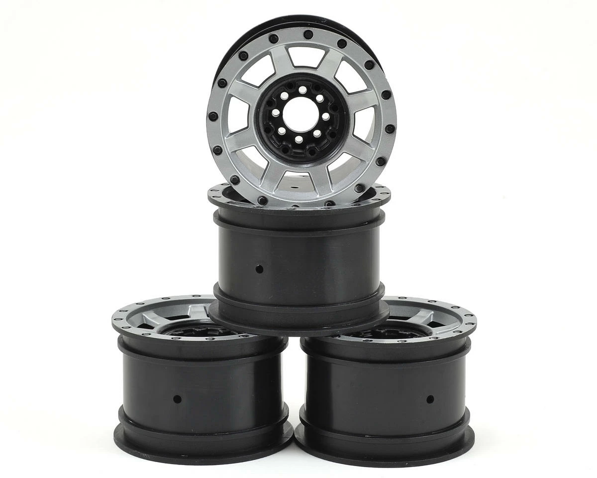 Budget ๐ JConcepts Vengeance 2.2 Rock Crawler Wheels (4) (Black/Chrome) w/Caps & Adapters ๐