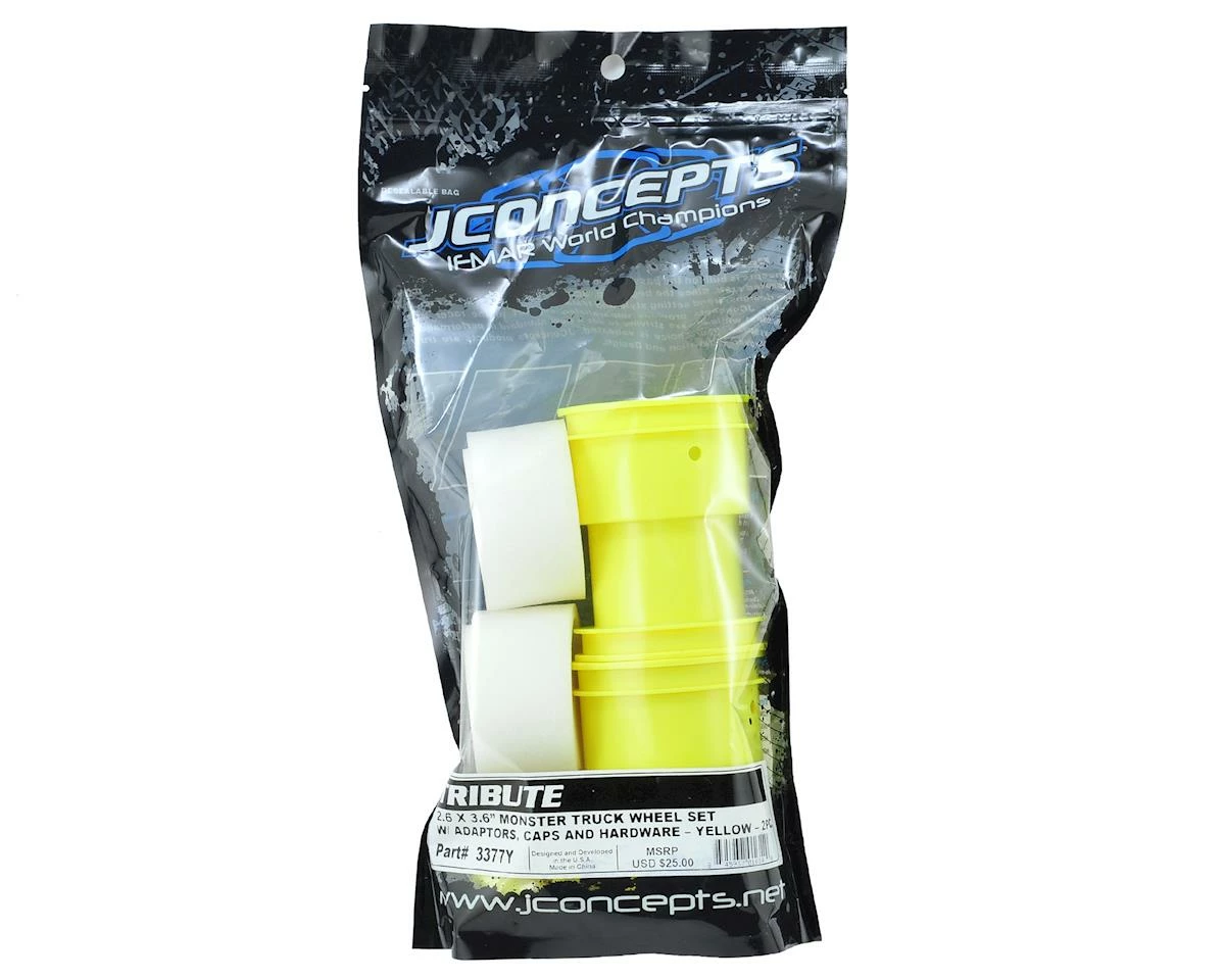 Best deal ❤️ JConcepts Tribute 2.6 x 3.6" Monster Truck Wheel (Yellow) (2) ✔️ - Image 4