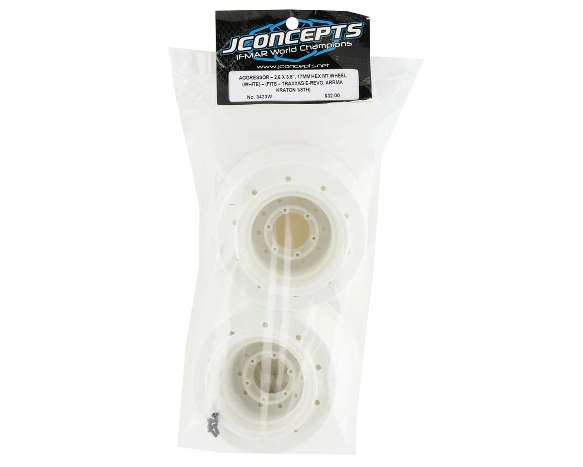 Wholesale 🔔 JConcepts Aggressor 2.6x3.8" Monster Truck Wheel (White) (2) w/17mm Hex 🌟 - Image 4