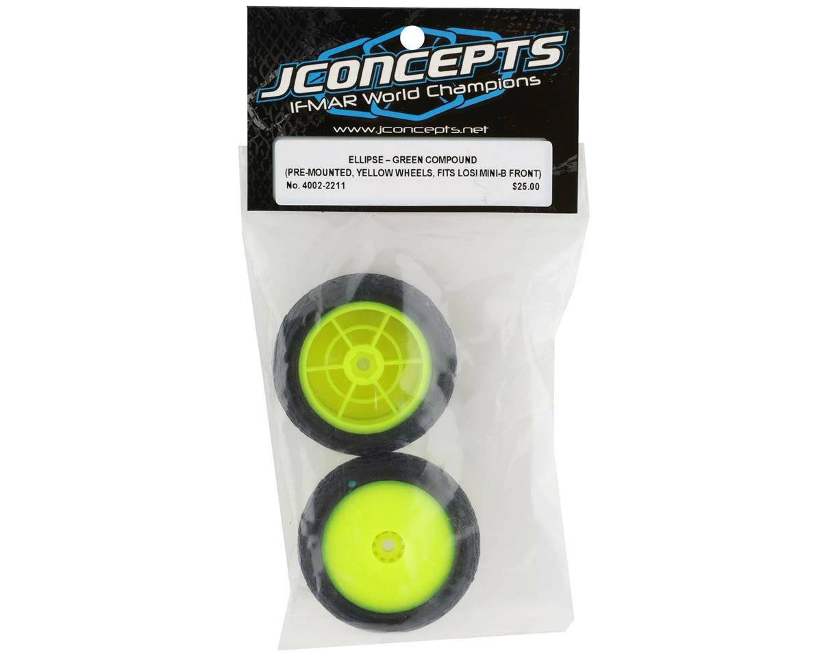 Best Sale โค๏ธ JConcepts Mini-B Ellipse Pre-Mounted Front Tires (Yellow) (2) (Green) ๐ - Image 3