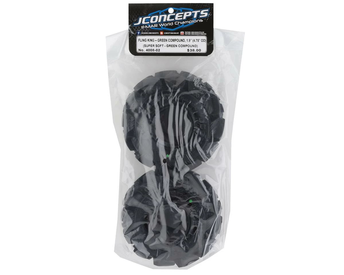 Wholesale 🤩 JConcepts Fling King 1.9" Rock Crawler Tires (2) (Green) 🎉 - Image 2
