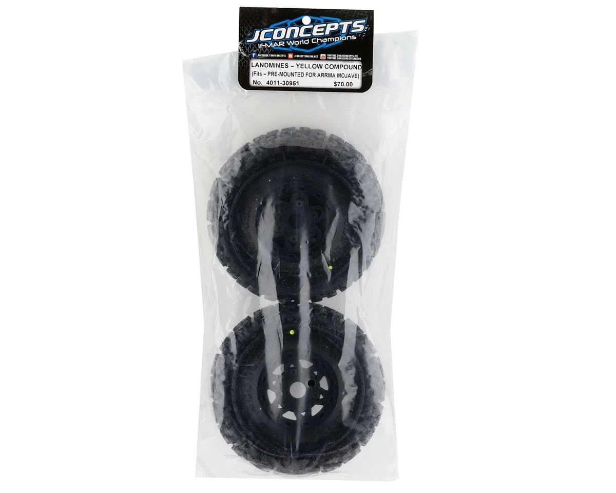 Cheap 🎉 JConcepts Mojave 6S BLX Pre-Mounted Landmines Tires w/Tremor Wheels (Black) (2) (Yellow) w/17mm Hex 👏 - Image 3