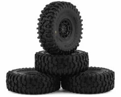 Discount 🎁 JConcepts Tusk 1.0" Pre-Mounted Tires w/Hazard Wheel (Black) (4) (Gold) w/7mm Hex 🤩